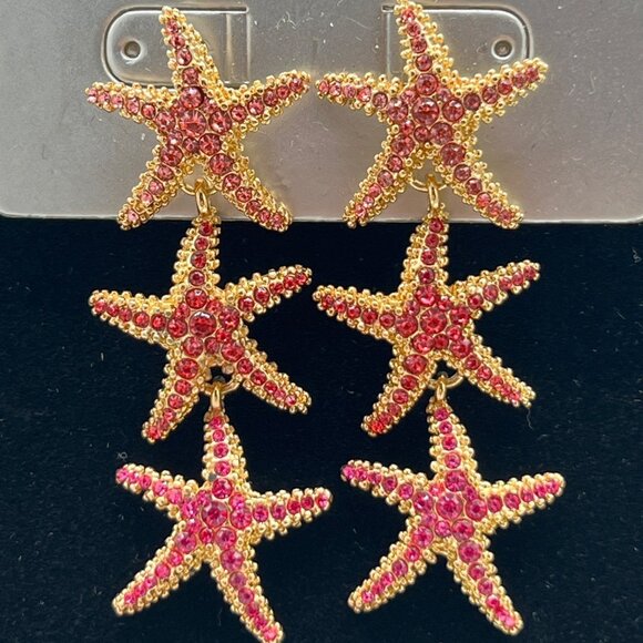 Sugarfix By Baublebar Pink Rhinestone Starfish Drop Earrings Nickel Free - Picture 2 of 6